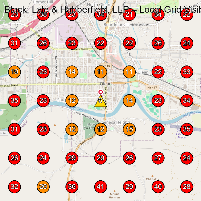 Black, Lyle & Habberfield, LLP GeoGrid visibility map for General Contractor in Allegany